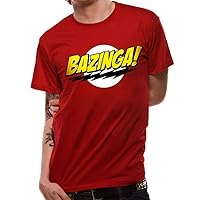 The Big Bang Theory Official Men's Big Bang Theory Bazinga Logo Red Classic T-Shirt - Loose Fit