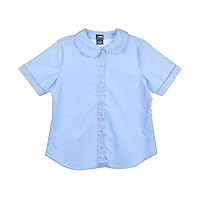 French Toast Girls' Plus Size S/S Peter Pan Fitted Shirt - Blue, 10.5