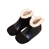 Girl Heels Children Boots Boys And Girls Ankle Boots Flat Bottom Flat Heel Round Toe Solid Baby Mid Calf Boots for Girls