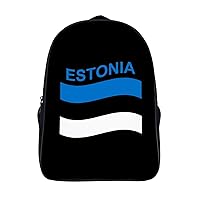 Flag of Estonia Travel Backpack 16 in Laptop Bag 2 Compartment Rucksack Business Daypack for Work Office