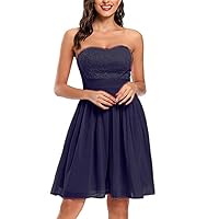 Off Shoulder Wrap Mini Dresses for Women Casual Strapless Party Prom Gown Dresses Lace Empire Waist Tunic Dress