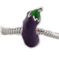 European Eggplant Charm Bead Spacer for Snake Chain Charm Bracelet