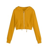 Ceboyel Zip Up Hoodies for Women Cropped Long Sleeve Sweatshirts Jackets Trendy Y2k Crop Tops Teen Girls Clothes 2023