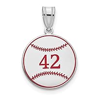 14k White Gold Baseball Enameled Customize Personalize Engravable Charm Pendant Jewelry Gifts For Women or Men (Length 0.62