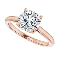 Round Moissanite Wedding Set 3 CT Round Cut Solitaire Engagement Ring Rose Gold Engagement Ring Round Promise Gifts for Her Moissanite Rings 10K/14K/18K Solid Rose Gold