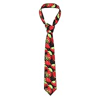Strawberry Pattern Print Men Cufflinks Tie Skinny Necktie Great For Weddings, Groom, Groomsmen, Missions, Gift