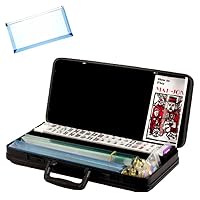 Games | Western Mah Jong in Burgundy Case | Bonus: Multi-Purpose #10 Size Pouch (Color May Vary)