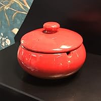 Ceramic Ashtray with Lids,Cigarette Ashtray for Indoor or Outdoor Use，Ash Holder for Smokers,Desktop Smoking Ash Tray for Home Office Decoration (Red)