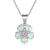 CiNily Opal Necklace White Gold Plated or Rose Gold Plated Opal Pendant Necklace Jewelry Gifts for Women Gemstone Necklaces
