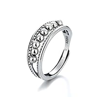 Anxiety Relief Ring – 925 Sterling Silver Spinner Ring – Fidget Rings for Anxiety for Women and Men – Modern and Elegant Design – Adjustable Size Ring Jewelry (Anxiety Ring)