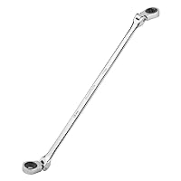 DURATECH 17 * 19 mm Extra Long Flex-Head Ratcheting Wrench, Metric, CR-V Steel