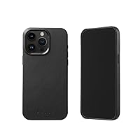 Mujjo Leather Phone Case - Fits iPhone 15 Pro Max - MagSafe Compatible - Premium European Leather - Enhanced Phone & Camera Lens Protection - Crafted with Recycled Materials - Slim Profile - Black