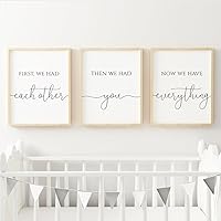 DOLUDO 3 Pieces Canvas Prints First We Had Each Other Then We Had You Now We Have Everything Poster Painting Nursery Quote Wall Art For Baby Bedroom Above Crib Decor With Inner Frame