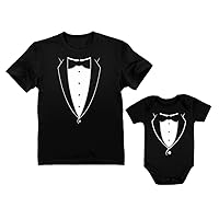 Printed Tuxedo with Bow-Tie Suit Father & Son Tux Men's T-Shirt & Baby Bodysuit