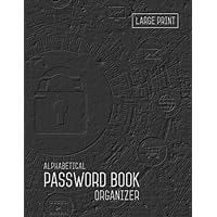 Password Book Organizer Alphabetical: 8.5 x 11 Password Notebook with Tabs Printed | Smart Black Design