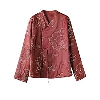 Women Coat Silk Fragrant Cloud Yarn Embroidery Warm Jacket 105
