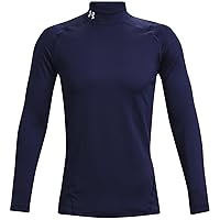 Men's ColdGear Armour Fitted Mock, Midnight Navy (410)/White, X-Large