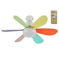 Fan With Light | Ceiling Fan With Light | Modern Fan With Integrated Light, 3 Wind Speeds Remote Control Fan For Children's Room, Nursery, Dormitory, Kitchen, Study Room, Bedroom Best Gifts