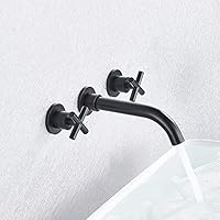 Faucets,Bath Basin Faucet Wash Basin Sink Faucet Bathroom Basin Taps Wall Mounted Hot Cold Water Mixer Tap Bathtub Mixer/Matte Black