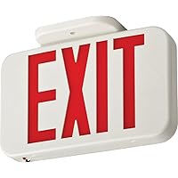 EXRG EL M6 Single-Sided LED Exit Sign, Thermoplastic Construction, Switchable Red and Green Colors, Ni-MH Backup Battery, Includes Extra Faceplate, White
