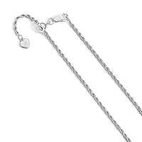 925 Sterling Silver Adjustable Rope Chain Necklace Jewelry for Women in Silver Choice of Lengths 22 30 and 1.2mm 1.4mm 2.25mm 2mm