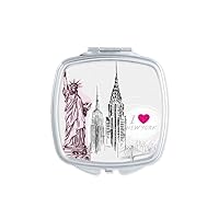 I Love New York America Country City Mirror Portable Compact Pocket Makeup Double Sided Glass
