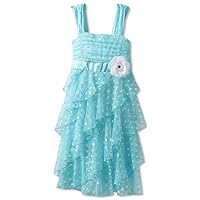 Kids Dress Girls Swirl Glitter Sparkle Dress Flower Girl Blue