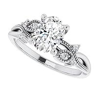 1 Carat Oval Moissanite Engagement Ring for Women in 18K White Gold Sterling Silver Wedding Ring Moissanite Anniversary Ring Colorless VVS1 Jewelry Gift for Mom Wife Her