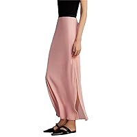 Silk Half Skirt Elastic Waist Women's Retro Split Skirt