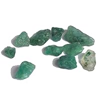 Loose Rough Emerald 53.50 Ct Natural Green Emerald Healing Stone, Rough Lot of 11 Pcs for Jewelry
