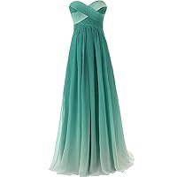Women's Strapless Long Evening Prom Dress Chiffon Wedding Party Gowns