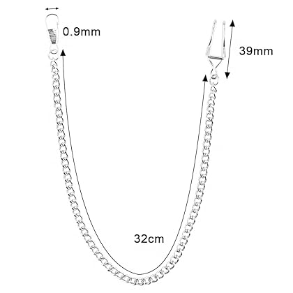 SwitchMe 14.7 inch (37.5 cm) Pocket Watch Chain Purse Chains (Silver 2-Pack)