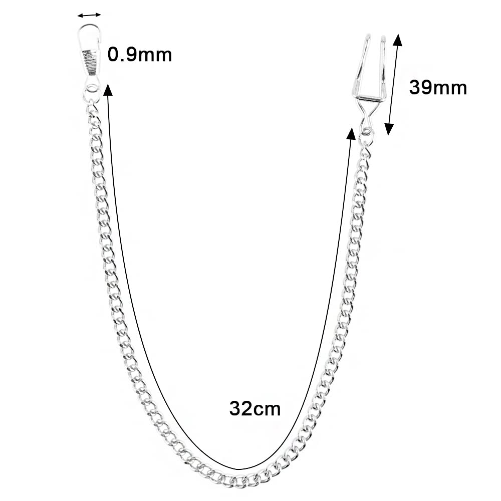 SwitchMe 14.7 inch (37.5 cm) Pocket Watch Chain Purse Chains (Silver 2-Pack)