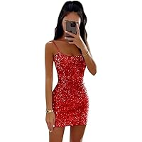 Sequin Scoop Neck Homecoming Dresses Sparkly Sleeveless Backless Short Prom Gowns Cocktail Dressfor Women