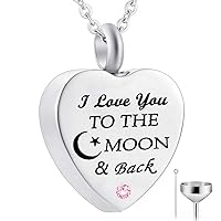 HQ Urn Necklaces for Ashes I Love You to The Moon and Back Cremation Jewelry Keepsake Holder Memorial Necklace Pendant (October)