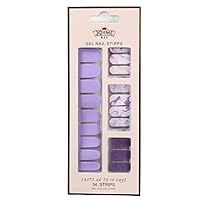 34pcs Gloss Nail Strips, UV-Free Nail Stickers, Nail Polish Strips Gradient Full Nail Wraps, Self-Adhesive Glitter Nail DIY, 12 Sizes with Cuticle Stick and Nail File