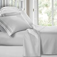 Clara Clark Split King Sheets Set, Deep Pocket Bed Sheets for Split King Size Bed, 4 Piece Bed Sheet Set, Super Soft Bedding Sheets & Pillowcases, Split King, Silver Gray