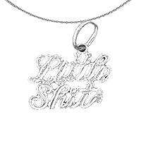 Silver Saying Necklace | Rhodium-plated 925 Silver Little Shit Saying Pendant with 18