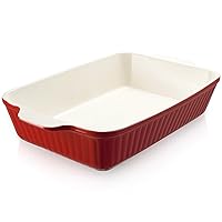DOWAN Baking Dish, Deep 9x13-inch Casserole Dishes for Oven, Lasagna Pan Deep,135 oz Ceramic Baking Pan with Handles, Oven Safe for Baking, Home Decor Gift, Red