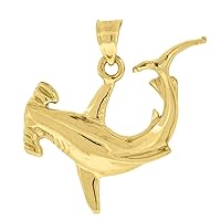 10k Gold Unisex Hammerhead Shark Height 27.7mm X Width 30.6mm Animal Charm Pendant Necklace Jewelry for Women
