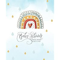 Baby Shower Guest Book & Gift List: Beautiful Keepsake with Wishes for Baby and Advice for Parents, Room for Addresses as well as Gift Log that Includes a Checklist for Thank You Notes (Heart Rainbow)