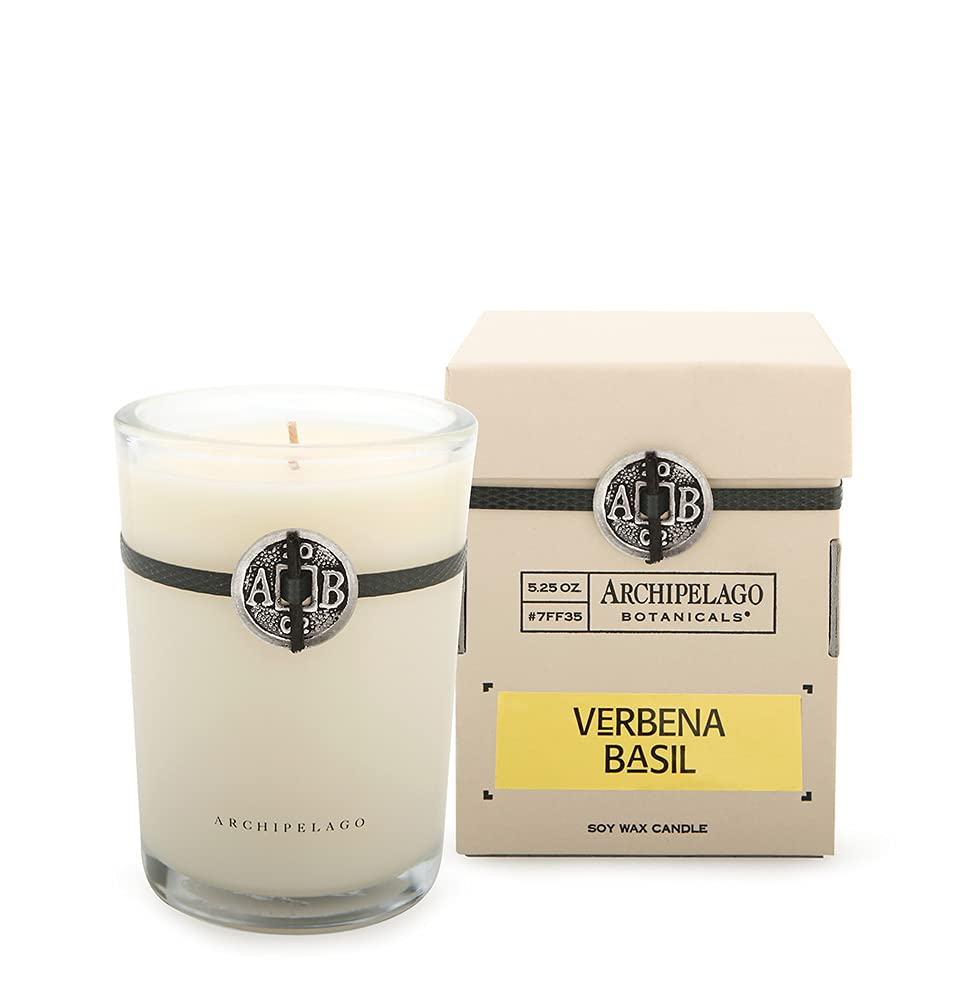 Archipelago Botanicals Verbena Basil Boxed Candle | Lemon Verbena, Italian Basil and Mandarin | Clean Soy Wax Blend Burns 50 Hours (5.2 oz)