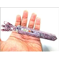 Jet Lepidolite Angel Chakra Wand Stick Approx. 5-5.5 inch Energized Charged Cleansed Programmed Pure Genuine Stick Free Booklet Jet International Crystal Therapy Balancing Image is JUST A Reference