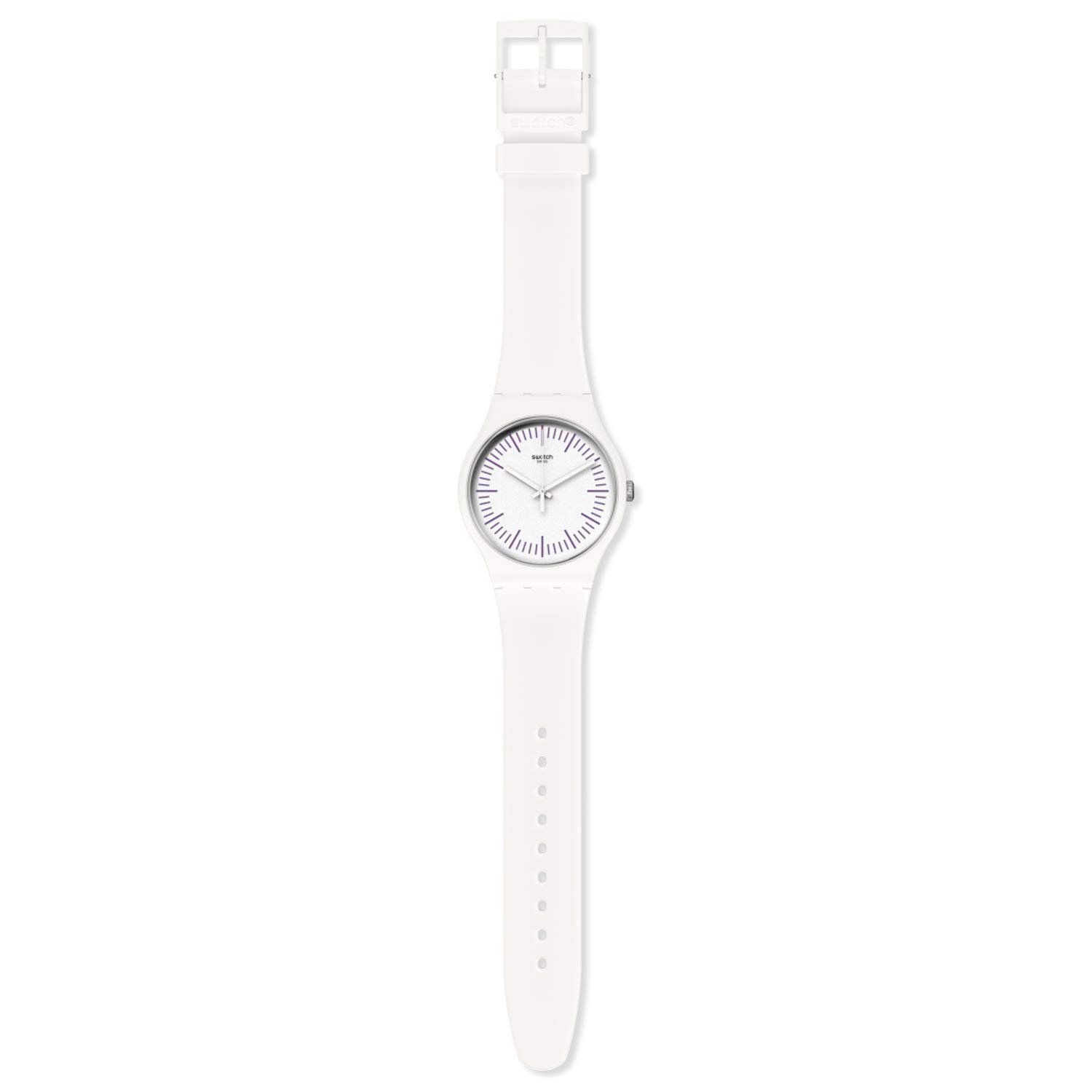 Swatch WHITENPURPLE Quartz White Dial Unisex Watch SUOW173