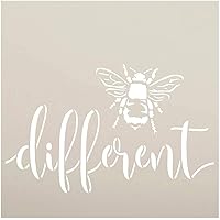 Bee Different Stencil by StudioR12 | DIY Farmhouse Bumblebee Home & Classroom Decor | Spring Script Inspirational Word Art | Paint Wood Signs | Reusable Mylar Template | Select Size (9 x 9 inch)