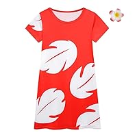 Dressy Daisy Hawaiian Red Muumuu Fancy Dress Up Halloween Costume Birthday Summer Party Outfit for Baby Toddler Little Girls