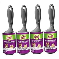 Pet Extra Sticky Lint Rollers, 4 Rollers, 48 Sheets Per Roller, 192 Sheets Total