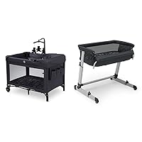 babyGap Deluxe Play Yard, Black Camo & Gap babyGap Whisper Bedside Bassinet Sleeper with Breathable Mesh and Adjustable Heights
