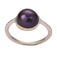 Navya Craft Freshwater Black Pearl 925 Sterling Silver Ring Sizes 4 to 14 Christmas Anniversary Birthday Valentine Day Gift wife