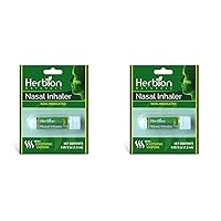 Herbion Naturals Nasal Inhaler Non-Medicated, 0.05 Fl Oz (1.5ml) - Relieves Nasal Congestion & Blockage, Sinusitis & Allergic Conditions - Menthol, Clove Oil, Eucalyptus Oil & Camphor. (Pack of 2)